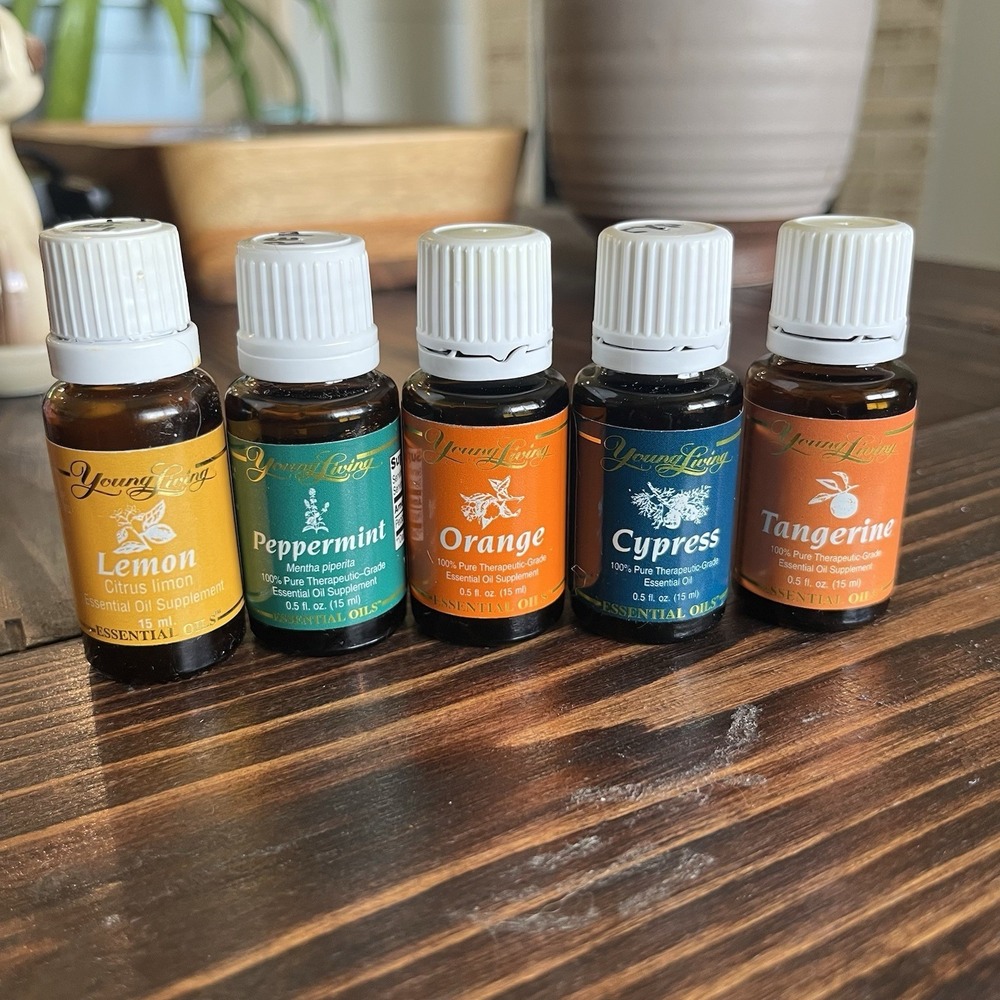 5 Young Living Cypress, Orange, Lemon Peppermint, Tangerine 15ml new sealed